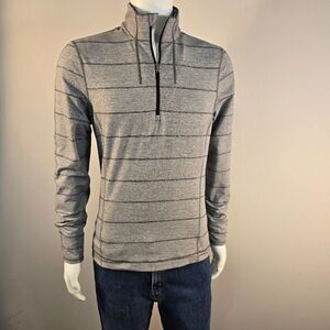 Lululemon Sweat Session 1/2 Zip Sz M Gray Stripe Surge Warm Performance Shirt